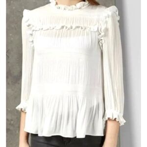 TED BAKER White High Neck Blouse - US Size 4 - NWT